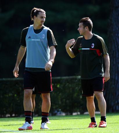 Cassano con Ibrahimovic. Afp